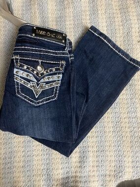 Vintage Y2K Miss Chic Bootcut Jeans Western Bling Cowgirl rhinestones Pockets “v